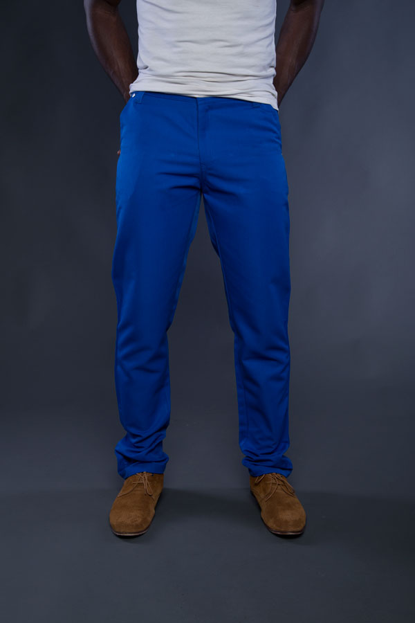 blue colored pants