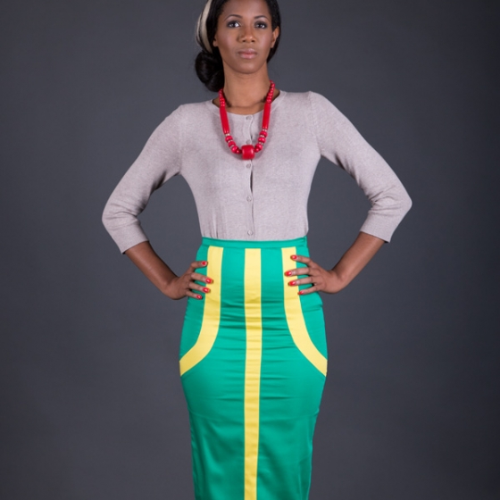 54 Kingdoms Maasai Women Pencil Skirt Green