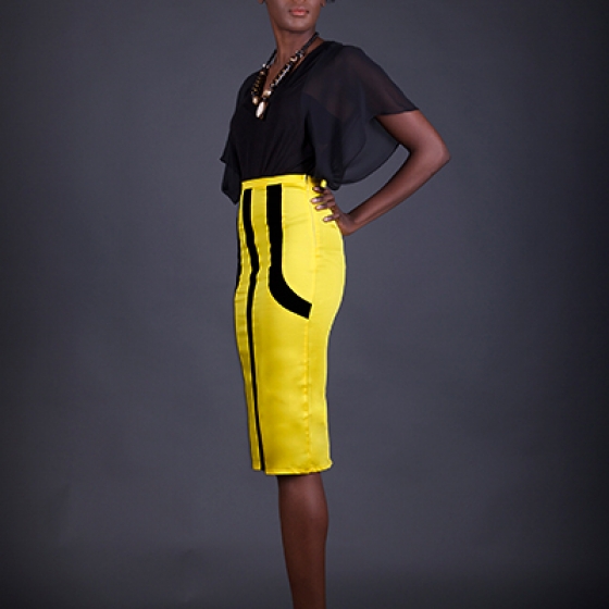 54 Kingdoms Maasai Women Pencil Skirt Yellow