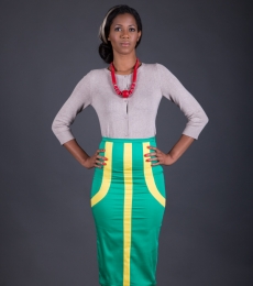54 Kingdoms Maasai Women Pencil Skirt Green
