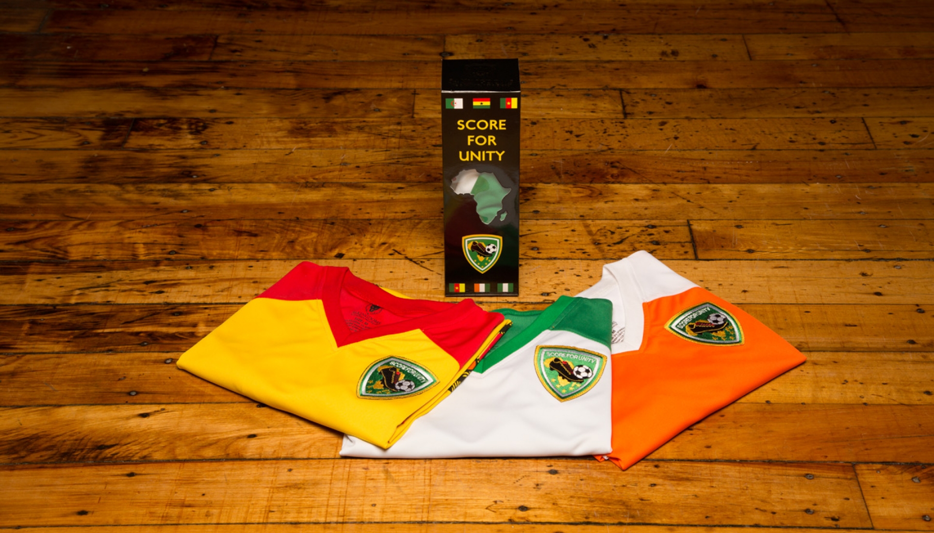 Score For Unity (SFU) Men's World Cup Jersey Set & Packaging Lifestyle